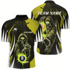 Goofygear Funny Yellow Death Skeleton Billiard 8 Ball & 9 Ball Men Quarter-Zip Shirt, Billiard Jersey
