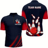 Goofygear Custom Navy Bowling Shirt For Men & American Bowling Team Jersey 1/4 Zip Bowling Outfit Style 1