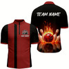 Goofygear Red Flame Bowling Shirt For Men & Custom Bowling Jersey Team League Bowling 1/4 Zip