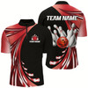 Goofygear Personalized Red Bowling Team Jersey For Men & Custom Quarter Zip Bowling Shirt
