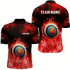 Goofygear Personalized Red Flaming Target Archery 3D Quarter-Zip Shirts For Men, Bow Arrow Archery Jerseys