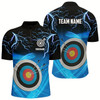 Goofygear Custom Archery 3D Target Thunder Lightning Men Quarter-Zip Best Archery Team Shirts Blue