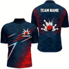 Goofygear Navy&Red Bowling Shirt Unisex Custom Bowling Team Jersey Men & 1/4 Zip Bowling Outfit