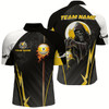 Goofygear Funny Death Skeleton Ball 9 Fire Custom Men Quarter-Zip Shirts, 9 Ball Billiard Jersey