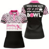 Goofygear Bowling Girl Personalized Polo Shirt, Funny Women Bowling Pink Leopard Bowlers Jersey