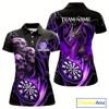 Goofygear Personalized Skull & Dragon Darts Shirt For Women Custom Lightning Dartboard Team Jersey Purple