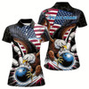 Goofygear Custom American Flag Eagle Bowling Team Women Polo Shirt, Patriotic Us Bowling League Shirt Style 1