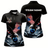 Goofygear Custom American Flag Eagle Bowling Team Women Polo Shirt, Patriotic Us Bowling League Shirt Style 2