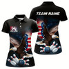 Goofygear American Flag Eagle Custom Patriotic Bowling Polo Shirts For Women, Us Bowling League Shirt