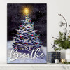 Canvas Wall Art Featuring A Christmas Tree With The Message Just Breathe A Religious Christmas Poster