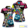 Goofygear Custom Funny Graffity Colorful Bowling Polo Shirts For Women, Bowling Tournament Shirt