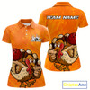 Goofygear Custom Funny Thanksgiving Turkey Bowling Women Polo Shirts, Bowling League Shirt Style 2