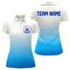 Goofygear Custom Blue Bowling Team Polo Shirts For Women, Bowling Tournament Bowling League Shirt Style 3