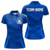 Goofygear Custom Blue Bowling Team Polo Shirts For Women, Bowling Tournament Bowling League Shirt Style 5