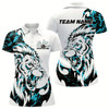 Goofygear Custom Blue Camo Lion Bowling Team Polo Shirts For Women, Lion Bowling League Shirt
