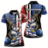 Goofygear Custom American Flag Eagle Bowling Team Women Polo Shirt, Patriotic Us Bowling League Shirt Style 3