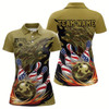 Goofygear Custom Military Camo Bowling Polo Shirts For Women, Patriotic Us Flag Bowling Team Shirt