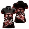 Goofygear Custom Black And Red Panther Bowling Polo Shirts For Women, Bowling Team Uniform