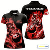 Goofygear Custom Red Fire Flame Tiger Bowling Jerseys, Bowling Team Women Polo Shirts