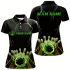 Goofygear Black And Green Thunder Lightning Custom Bowling Polo Shirts For Women, Bowling Team Uniform