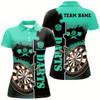 Goofygear Personalized Turquoise Black Darts Polo Shirt Custom Darts Shirt For Women Dart Jerseys