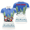 Goofygear Funny Christmas Billiard Snow Pattern Custom Polo Shirts For Women Billiard Christmas Shirt Idea Gift