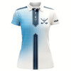 Goofygear Blue And White Women Golf Polo Shirt Custom Name Women Golf Tops, Team Golf Jerseys