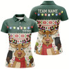 Goofygear Custom Funny Christmas Reindeer Pickleball Polo Shirts For Women, Xmas Pickleball Outfit Style 3