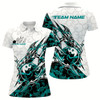 Goofygear Custom Turquoise Blue Camouflage Bowling Women Polo Shirts, Team Uniform Bowler Outfit