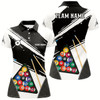 Goofygear Personalized White Black Billiard Balls Polo Shirts For Women, Custom Billiard 8 Ball Team Jerseys
