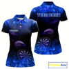 Goofygear Custom Black And Blue Flames Eagle Dartboard Darts Polo Shirt For Women Outfit Darts Jerseys