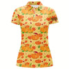 Goofygear Happy Thanksgiving Day Golf Polo Shirt Orange Pumpkins Falling Leaves Golf Shirts For Women