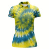 Goofygear Womens Golf Polo Shirts With Blue Yellow Tie Dye Pattern Custom Pattern Team Golf Shirt For Women