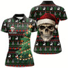 Goofygear Funny Ugly Christmas Pattern Santa Skull Womens Golf Polo Shirts Custom Xmas Gifts For Women