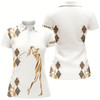 Goofygear Leopard Argyle Pattern White Women Golf Polo Shirts Custom Golf Wear For Women, Unique Golf Gifts