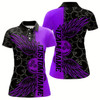 Goofygear Black And Purple Custom Bowling Ball And Wings Bowling Polo Shirts For Women, Team Uniform