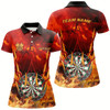 Goofygear Personalized 3D Darts Board On Fire Women Darts Polo Shirts Custom Name Flame Darts Shirts For Player