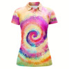 Goofygear Womens Golf Polo Shirts Rainbow Tie Dye Background Custom Name Golf Shirt, Golfing Gift