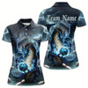 Goofygear Blue Thunder Lightning Custom Dragon Bowling Polo Shirts For Women, Bowling Team Uniform Style 2