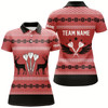 Goofygear Personalized Darts Christmas Reindeers Red Women Polo Shirt Custom Darts Jersey For Women
