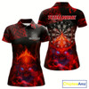 Goofygear Us Flag & Skull Custom Patriotic Red Dart Polo Shirts For Women, Dart Team Jerseys