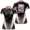 Goofygear Personalized Black & Pink Crown Darts Polo Shirt Custom Dart Shirt For Women Darts Jersey