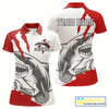 Goofygear Custom White And Red Shark Jerseys, Shark Bowling Team Women Polo Shirts Bowlers Outfit