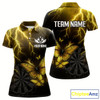 Goofygear Custom Women'S Polo Darts Shirt With Yellow Lightning & Glowing Butterfly, Darts Jersey