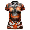 Goofygear Custom Orange Thunder Lightning Skull Bowling Team Jerseys Women Polo Shirts Bowling League