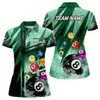 Goofygear Personalized Billiard Balls In Water 3D Green Polo Shirts For Women, Custom 8 Ball Pool Team Shirts