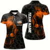 Goofygear Custom Orange Skull Women Bowling Polo Shirts Team Bowling Jerseys Bowling League Outfits