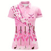 Goofygear Pink Ribbon Golf Clubs Womens Golf Polo Shirt Custom Breast Cancer Golf Shirts For Ladies Golf Outfits