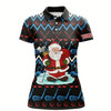 Goofygear Santa Golf Clubs Ugly Christmas Womens Golf Polo Shirt Custom Golf Tops For Women Golf Gifts