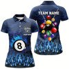 Goofygear Personalized Fire Flame 3D Billiard Balls Women Polo Shirts Custom Blue Billiard Jersey Attire